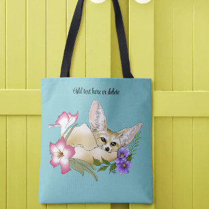 Fennek Fuchs Rosa Lila Blumen Süß Blau Botanisch Tasche