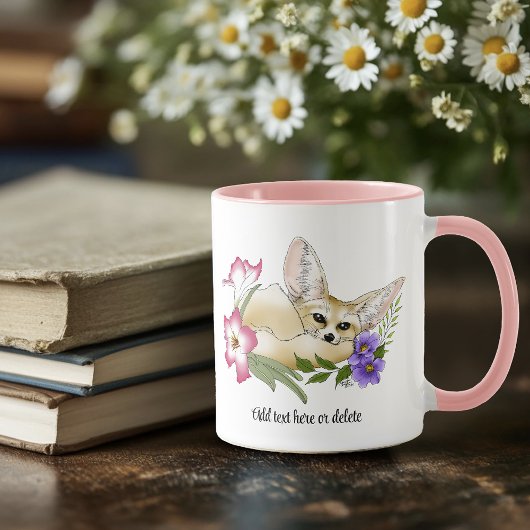 Fennek Fuchs Rosa Lila Blumen Süß Blau Botanisch Tasse