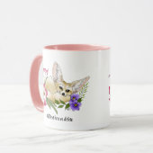 Fennek Fuchs Rosa Lila Blumen Süß Blau Botanisch Tasse (Vorderseite Links)