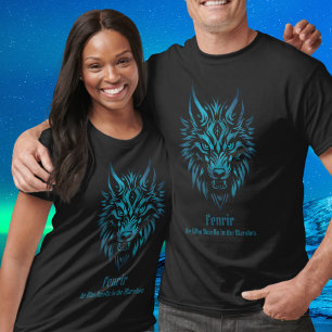 Fenrir Fenris Nordic Wolf Gesichtsblau T-Shirt