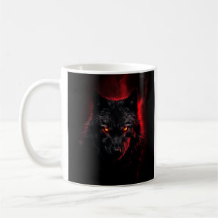 Fenrir - Schwarzer Wolf mit roten Augen Kaffeetasse