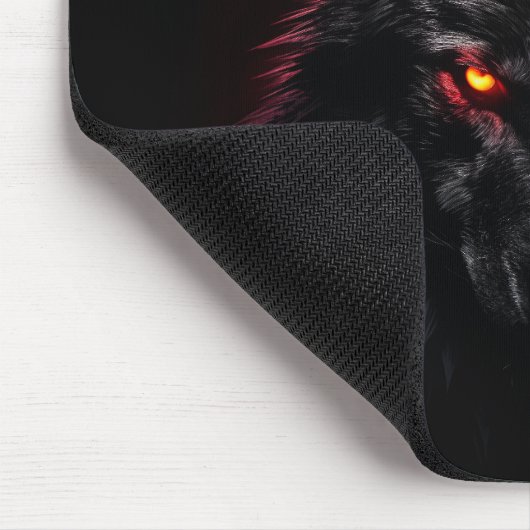 Fenrir - Schwarzer Wolf mit roten Augen Mousepad (Ecke)
