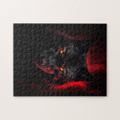 Fenrir - Schwarzer Wolf mit roten Augen Puzzle (Horizontal)