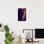 Fenrir Wolf Dark Neon Gothic Cyberpunk Gold Poster (Heimbüro)