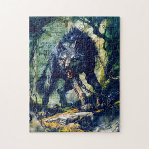 Fenrir Wolf in mystischer Szene angekettet Puzzle