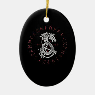Fenrir Wolf von Odin Keltische Norse Runen gestres Keramik Ornament