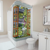 Fenster-Ansicht des chinesischen Gartens Duschvorhang (Beispiel)