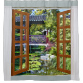 Fenster-Ansicht des chinesischen Gartens Duschvorhang (Vorderseite)