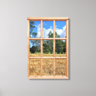 Fenster "Ansicht des Golden Barley Field 3D Effect Leinwanddruck