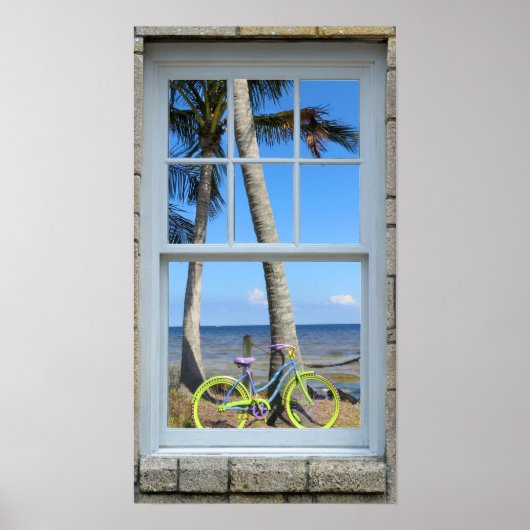Fenster Ansicht Fahrradbahn Poster (Vorne)