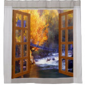 Fenster-Ansicht-Fall-Szenen-Nebenfluss u. Duschvorhang (Vorderseite)