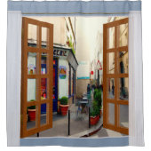 Fenster-Ansicht-goldene Paris-Straße Duschvorhang (Vorderseite)