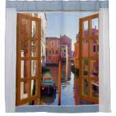 Fenster-Ansicht-später Nachmittag in Venedig Duschvorhang (Vorderseite)