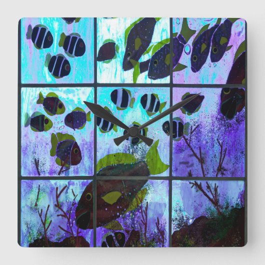 Fenster auf dem Ozean Quadratische Wanduhr (Vorderseite)