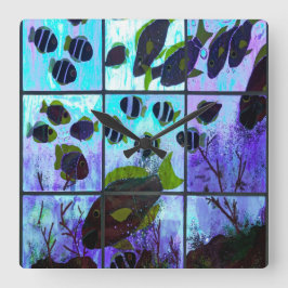 Fenster auf dem Ozean Quadratische Wanduhr