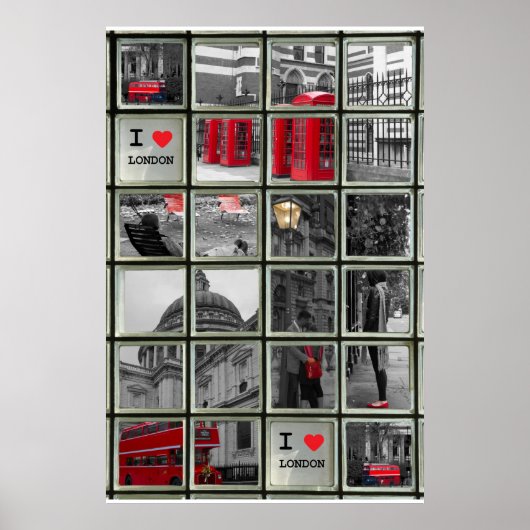 Fenster auf den Londoner Sehenswürdigkeiten Poster (Vorne)