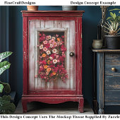 Fenster aus altem Holz mit Blume CL5 Decoupage Seidenpapier