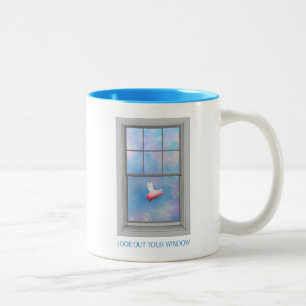 Fenster aussehen zweifarbige tasse