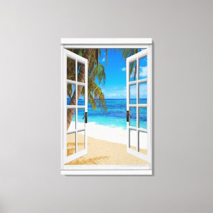 Fenster "Beach Ocean View Imitate" Leinwanddruck