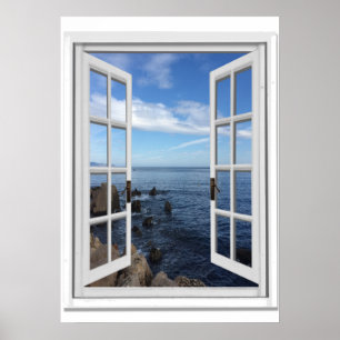 Fenster "Blue Sea View Imitats" Poster