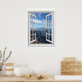 Fenster "Blue Sea View Imitats" Poster (Küche)
