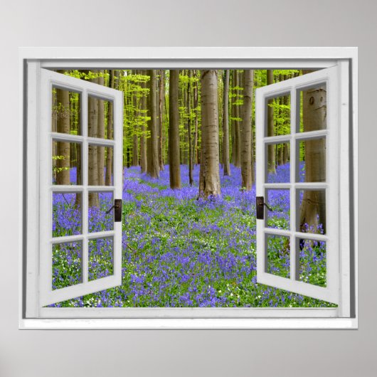 Fenster "Bluebells and Trees View Imitats" Poster (Vorne)