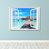 Fenster "Boardwalk Ocean View Imitate" Leinwanddruck (Insitu (Holzboden))