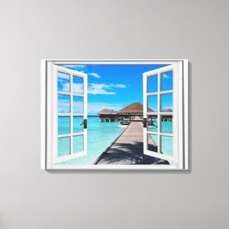 Fenster "Boardwalk Ocean View Imitate" Leinwanddruck