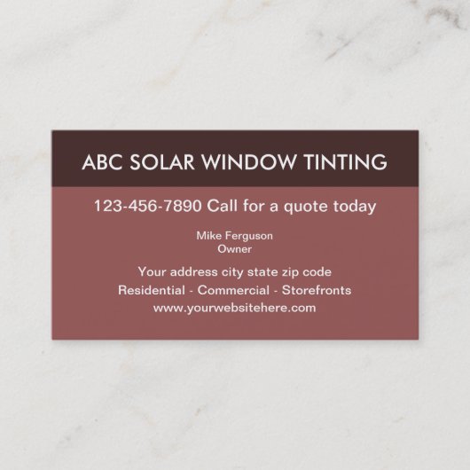 Fenster, das Visitenkarten abtönt Visitenkarte (Vorderseite)