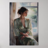 Fenster der Einsamkeit: Aquarellbild Poster (Vorne)