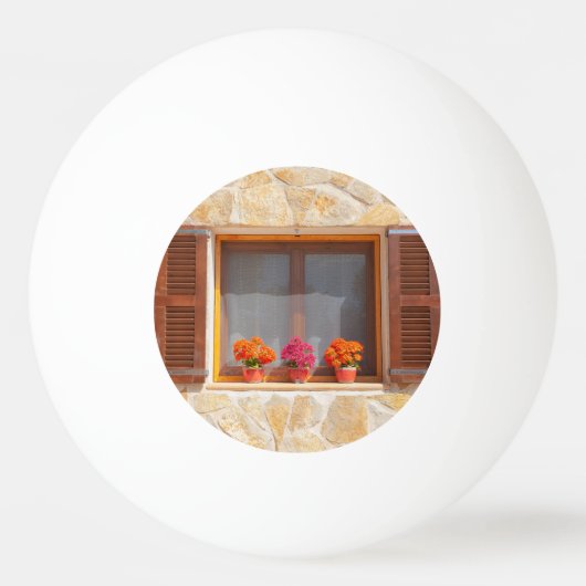Fenster eines spanischen Finca Tischtennisball (Rückseite)