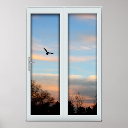 Fenster "Flying Bird"-Silhouette mit View Illusion Poster (Vorne)