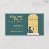 Fenster Frau lesen Buch Visitenkarte (Rückseite)