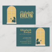 Fenster Frau lesen Buch Visitenkarte (Vorne/Hinten)