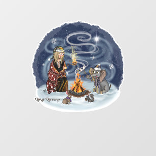 Fenster "Freunde des Weihnachtsmanns und Wilbur" Fensteraufkleber