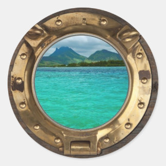 Fenster für antike Schiffe Runder Aufkleber