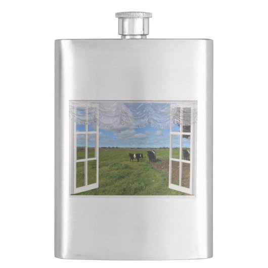 Fenster "Galloway Cows", Flasche "Hip" Flachmann (Vorderseite)
