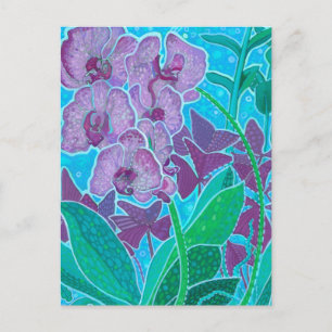 Fenster-Garten-Orchideen-Blumen-Blumenkunst-Gemäld Postkarte