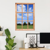 Fenster "Green Grass, Trees and Blue Sky Imitats" Poster (Heimbüro)