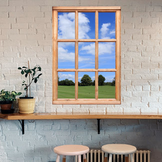 Fenster "Green Grass, Trees and Blue Sky Imitats" Poster
