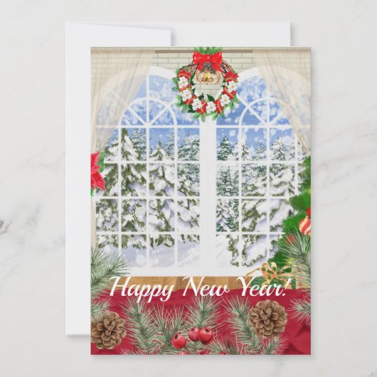 Fenster "Happy New Year Card" Dankeskarte (Vorderseite)