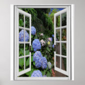 Fenster "Hydrangea Garden View Fake" Poster (Vorne)