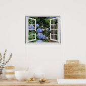 Fenster "Hydrangea Garden View Imitats" Poster (Küche)