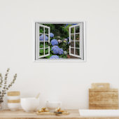 Fenster "Hydrangea Garden View Imitats" Poster (Küche)
