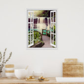 Fenster "Imitate für den Wasserfall auf dem Boardw Poster (Küche)