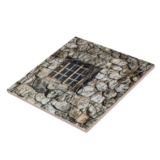 Fenster in einer Steinwand Fliese (Seite)