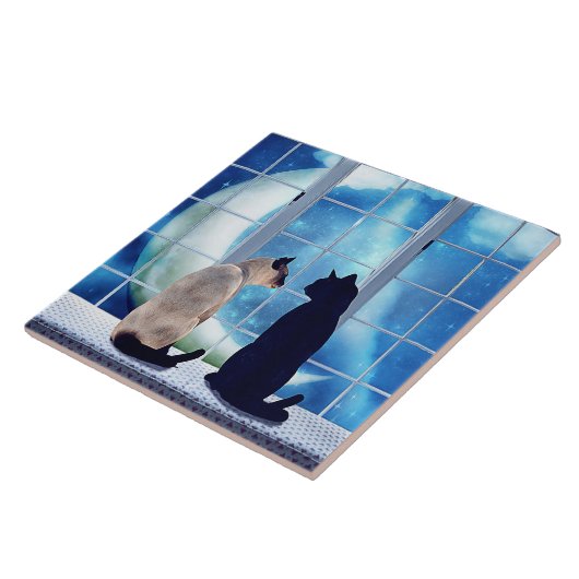 Fenster-Katzen Fliese (Seite)