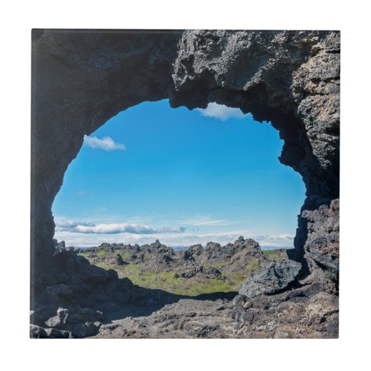 Fenster Lava bei Dimmuborgir, Myvatn Bereich - Isl Fliese (Vorderseite)
