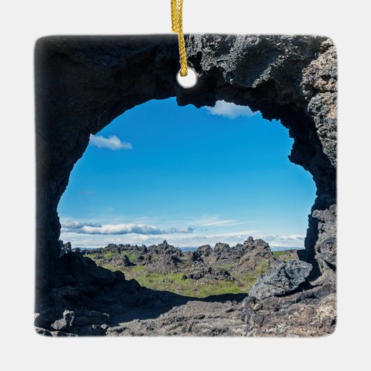Fenster Lava bei Dimmuborgir, Myvatn Bereich - Isl Keramikornament (Vorderseite)