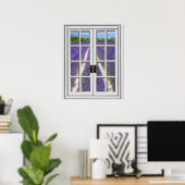 Fenster "Lavendelfeld anzeigen" Poster (Heimbüro)